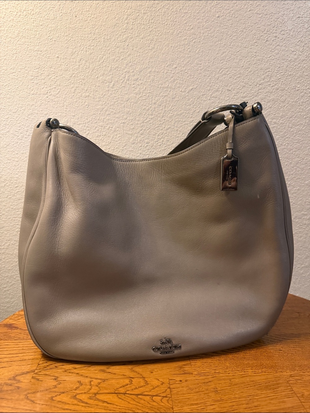 Coach Gray Leather Shoulder Hobo Bag